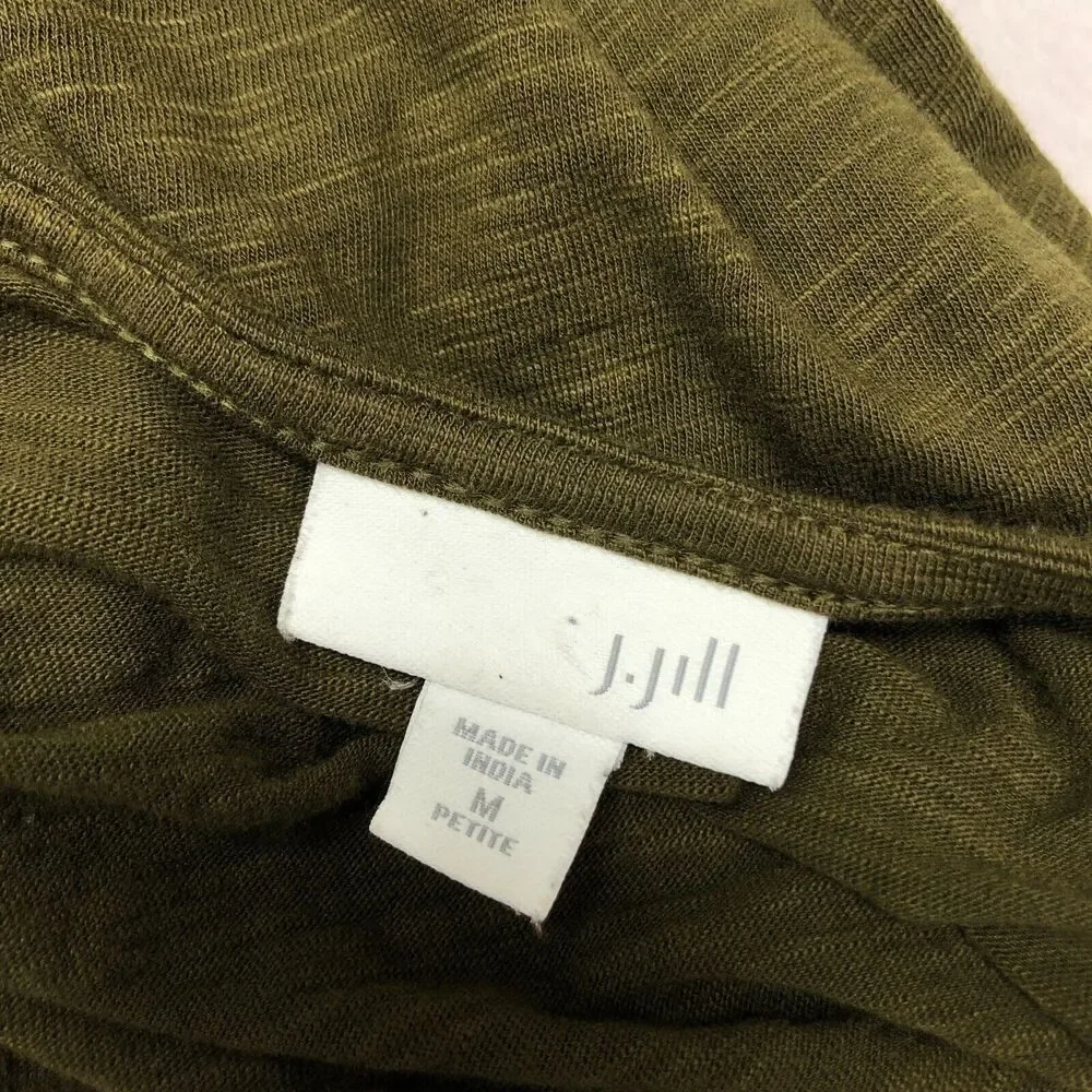 J Jill Women Long Sleeve Blouse Top Shirt Size Medium Petite Olive Green B305 -6 - Picture 6 of 13